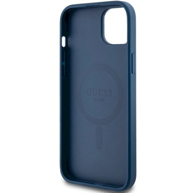 Originalus Guess dėklas 4G Collection Leather Metal Logo MagSafeiPhone 15 Plus / 14 Plus - Mėlynas 6