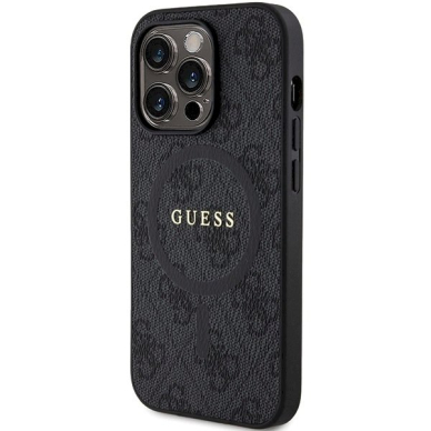 Originalus Guess dėklas 4G Collection Leather Metal Logo MagSafeiPhone 15 Pro - Juodas 1