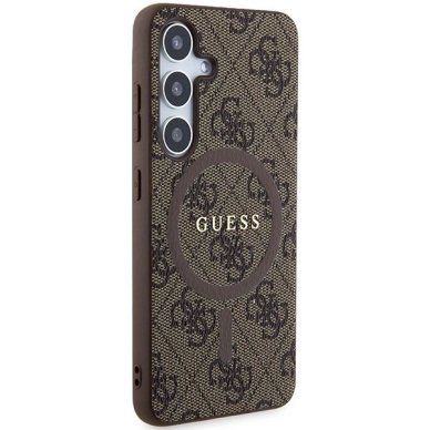 Originalus Guess dėklas 4G Collection Leather Metal Logo MagSafeSamsung Galaxy S24 - Rudas 3