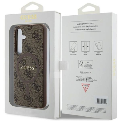 Originalus Guess dėklas 4G Collection Leather Metal Logo MagSafeSamsung Galaxy S24 - Rudas 7