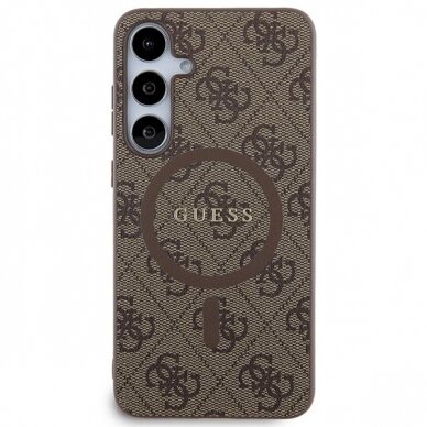 Originalus Guess dėklas 4G Collection Leather Metal Logo MagSafeSamsung Galaxy S24+ - Rudas 2