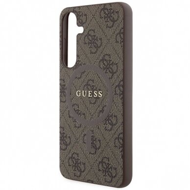 Originalus Guess dėklas 4G Collection Leather Metal Logo MagSafeSamsung Galaxy S24+ - Rudas 5