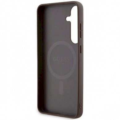 Originalus Guess dėklas 4G Collection Leather Metal Logo MagSafeSamsung Galaxy S24+ - Rudas 6