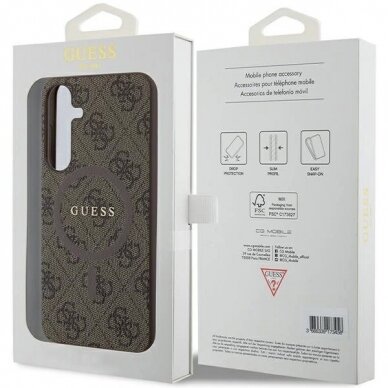 Originalus Guess dėklas 4G Collection Leather Metal Logo MagSafeSamsung Galaxy S24+ - Rudas 7