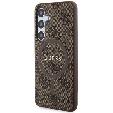 Originalus Guess dėklas 4G Collection Leather Metal Logo MagSafeSamsung Galaxy S24 - Rudas 1