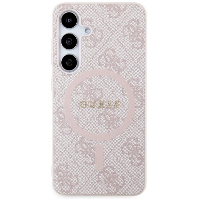 Guess 4G Collection Leather Metal Logo MagSafe Dėklas Samsung Galaxy S24 - rožinis 2