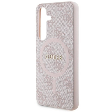 Guess 4G Collection Leather Metal Logo MagSafe Dėklas Samsung Galaxy S24 - rožinis 5