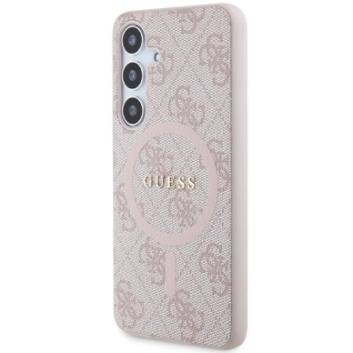 Guess 4G Collection Leather Metal Logo MagSafe Dėklas Samsung Galaxy S24 - rožinis 1