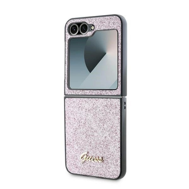 Guess 4G Glitter Script Dėklas Samsung Galaxy Z Flip 6 - rožinis 5