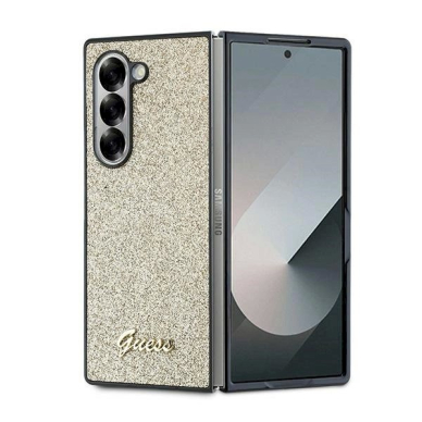 Guess 4G Glitter Script Dėklas Samsung Galaxy Z Fold 6 - auksinis