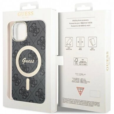 Originalus Guess dėklas 4G MagSafeiPhone 15 Plus / 14 Plus - Juodas 6