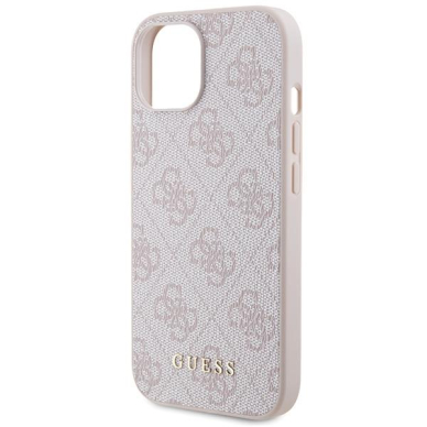 Dėklas Guess 4G Metal Auksinis Logo   iPhone 15 - Rožinis 5