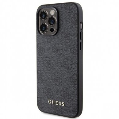 Dėklas Guess 4G Metal Auksinis Logo   iPhone 15 Pro - Pilkas 1