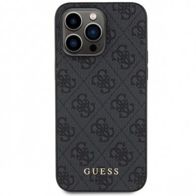 Dėklas Guess 4G Metal Auksinis Logo   iPhone 15 Pro - Pilkas 2