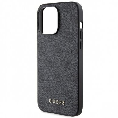 Dėklas Guess 4G Metal Auksinis Logo   iPhone 15 Pro - Pilkas 5