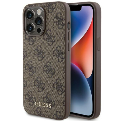 Dėklas Guess 4G Metal Auksinis Logo   iPhone 15 Pro Max - Rudas