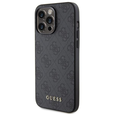 Akcija! Dėklas Guess 4G Metal Auksinis Logo   iPhone 15 Pro Max - Pilkas  1