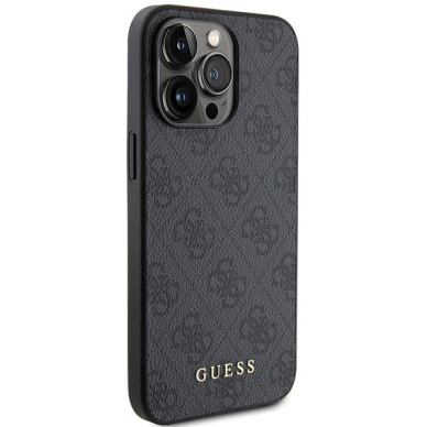 Dėklas Guess 4G Metal Auksinis Logo   iPhone 15 Pro Max - Pilkas 3