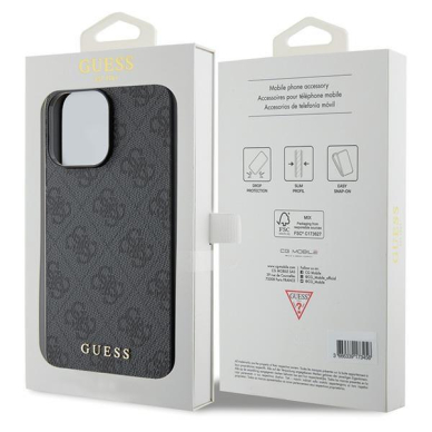 Dėklas Guess 4G Metal Auksinis Logo   iPhone 15 Pro Max - Pilkas 7