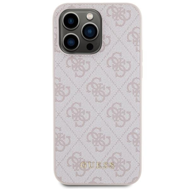 Dėklas Guess 4G Metal Auksinis Logo   iPhone 15 Pro Max - Rožinis 2