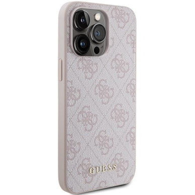 Dėklas Guess 4G Metal Auksinis Logo   iPhone 15 Pro Max - Rožinis 3