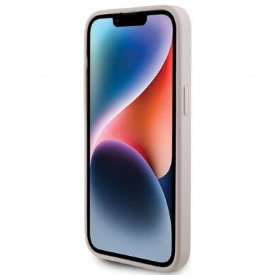 Akcija! Dėklas Guess 4G Metal Auksinis Logo   iPhone 15 Pro Max - Rožinis  4