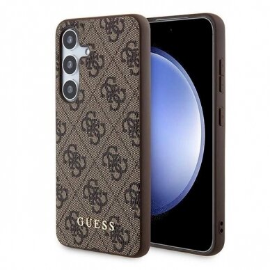 Guess 4G Metal Gold Logo Dėklas Samsung Galaxy S24 - Rudas