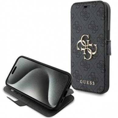 Originalus Guess dėklas 4G Metal LogoiPhone 15 / 14 / 13 - Pilkas