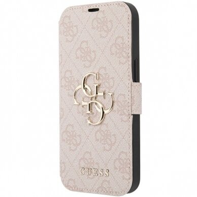 Originalus Guess dėklas 4G Metal LogoiPhone 15 / 14 / 13 - Rožinis 1