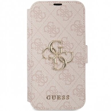 Originalus Guess dėklas 4G Metal LogoiPhone 15 / 14 / 13 - Rožinis 2