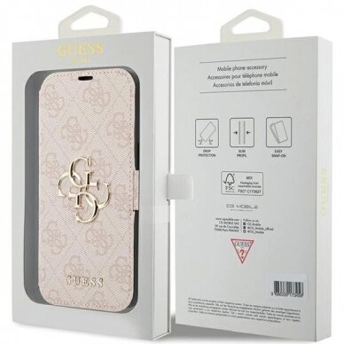 Originalus Guess dėklas 4G Metal LogoiPhone 15 / 14 / 13 - Rožinis 7