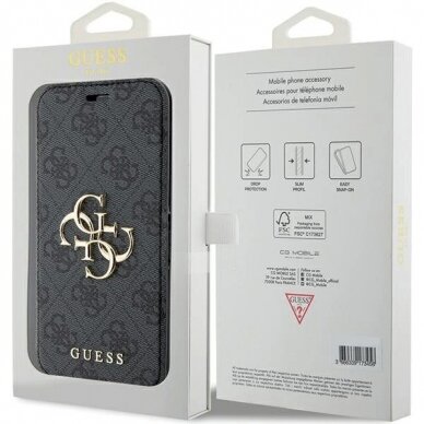 Originalus Guess dėklas 4G Metal LogoiPhone 15 Pro - Pilkas 6