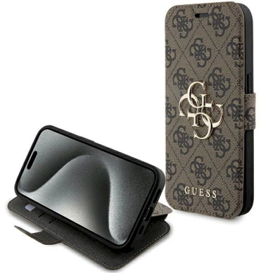 Guess 4G Metal Logo Dėklas iPhone 15 Pro Max - rudas