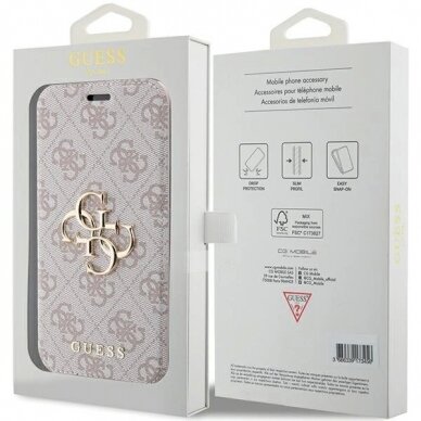 Originalus Guess dėklas 4G Metal LogoiPhone 15 Pro - Rožinis 6