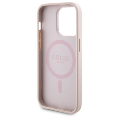 Guess 4G Metal Logo Dėklas set iPhone 14 Pro + 5000mAh MagSafe power bank - Rožinis 6