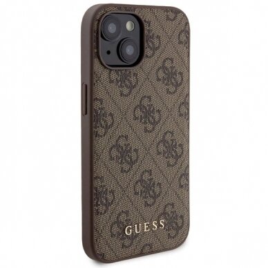 Guess 4G Metal Logo Dėklas set iPhone 15 + 5000mAh MagSafe power bank - Rudas 3