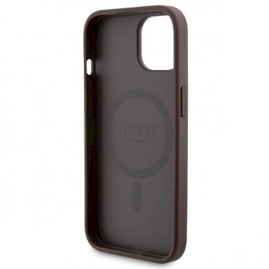 Guess 4G Metal Logo Dėklas set iPhone 15 + 5000mAh MagSafe power bank - Rudas 6