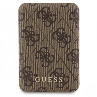 Guess 4G Metal Logo Dėklas set iPhone 15 + 5000mAh MagSafe power bank - Rudas 7