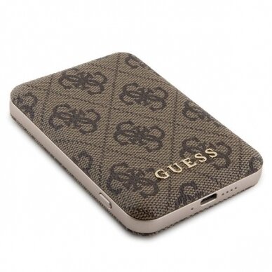 Guess 4G Metal Logo Dėklas set iPhone 15 + 5000mAh MagSafe power bank - Rudas 9