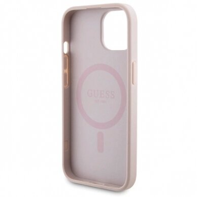 Guess 4G Metal Logo Dėklas set iPhone 15 + 5000mAh MagSafe power bank - Rožinis 6