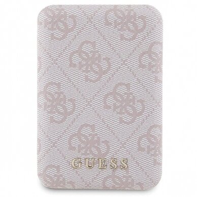 Guess 4G Metal Logo Dėklas set iPhone 15 + 5000mAh MagSafe power bank - Rožinis 7