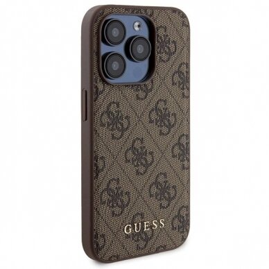 Guess 4G Metal Logo Dėklas set iPhone 15 Pro + 5000mAh MagSafe power bank - Rudas 3