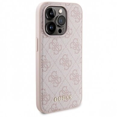 Guess 4G Metal Logo Dėklas set iPhone 15 Pro + 5000mAh MagSafe power bank - Rožinis 3