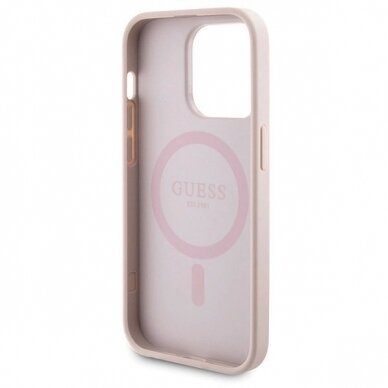 Guess 4G Metal Logo Dėklas set iPhone 15 Pro + 5000mAh MagSafe power bank - Rožinis 6