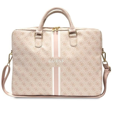 Guess 4G Printed Stripes bag for a 16&quot; laptop - pink