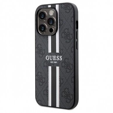 Originalus Guess dėklas 4G Printed Stripes MagSafeiPhone 15 Pro Max - Juodas 1