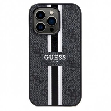 Originalus Guess dėklas 4G Printed Stripes MagSafeiPhone 15 Pro Max - Juodas 2