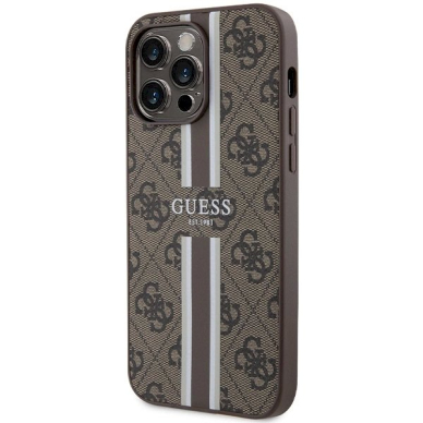 Originalus Guess dėklas 4G Printed Stripes MagSafeiPhone 15 Pro Max - Rudas 1