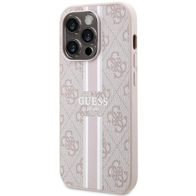 Guess 4G Printed Stripes MagSafe Dėklas iPhone 15 Pro Max - rožinis 1