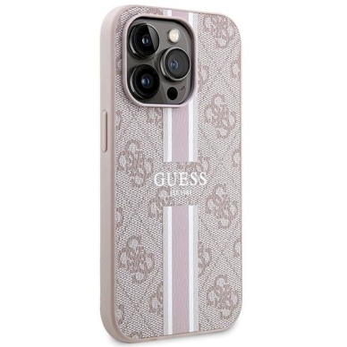 Guess 4G Printed Stripes MagSafe Dėklas iPhone 15 Pro Max - rožinis 3